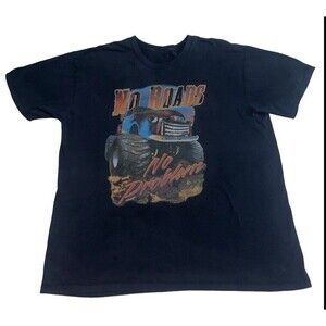 Vintage Monster Truck Tee Men’s Large Black No Roads No Problem Trucks Y2K USA